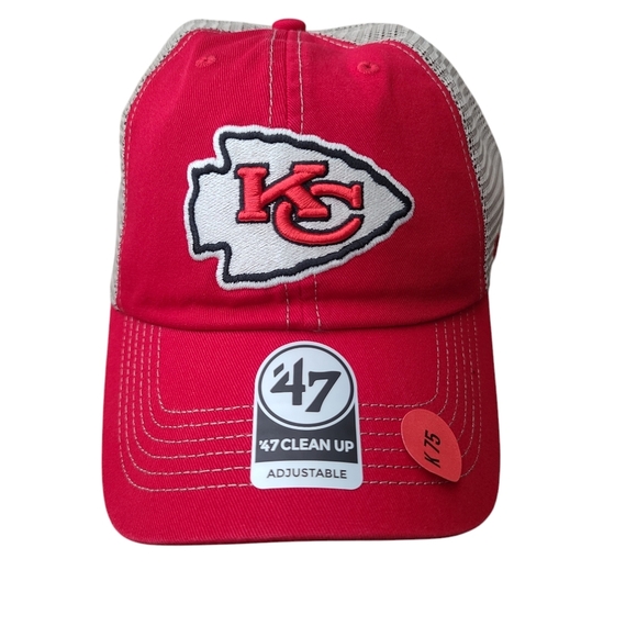 Kansas City Chiefs Red Trawler 47 Clean Up Trucker Adjustable Hat - Picture 1 of 8